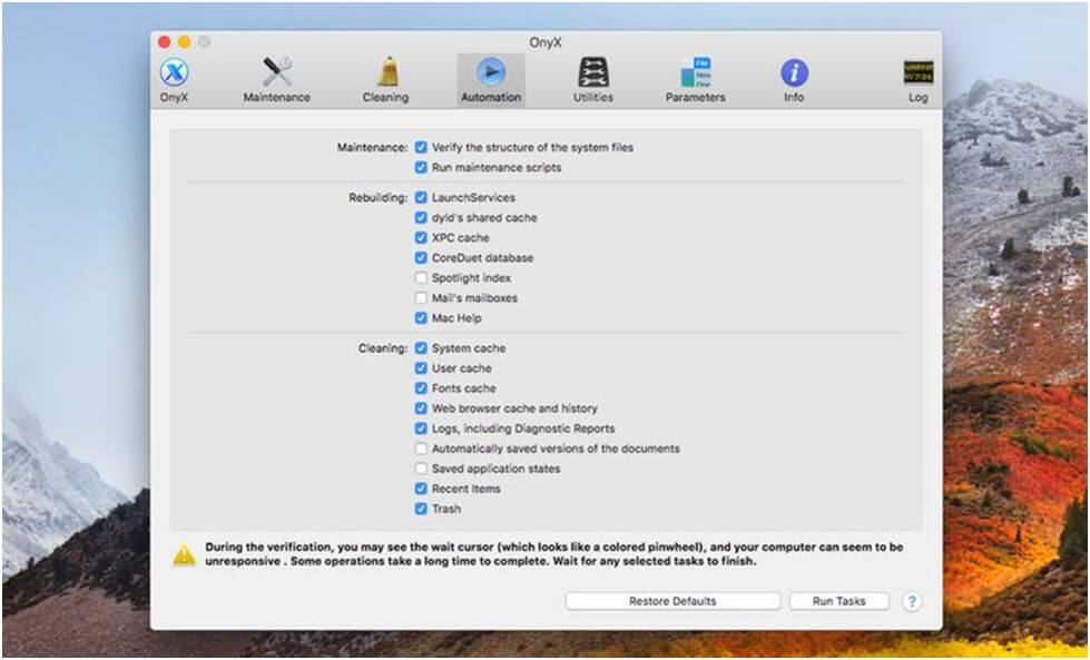 Features of OnyX for Mac